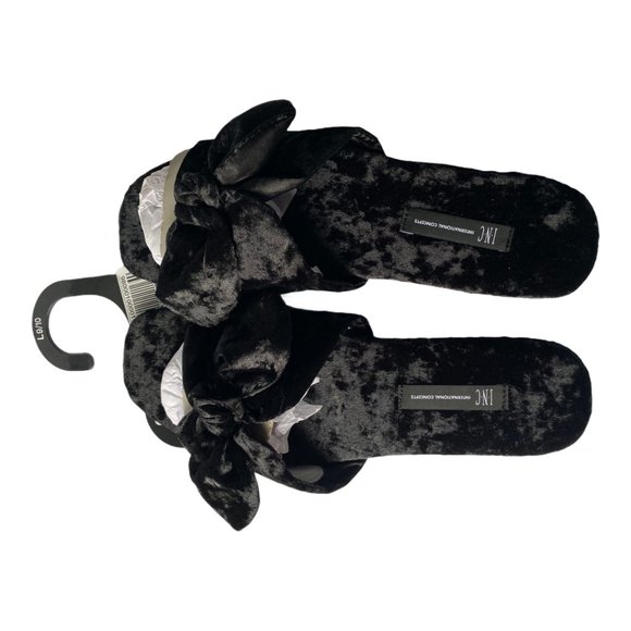 INC International Concepts Velvet Bow Slippers Bla - Picture 3 of 3